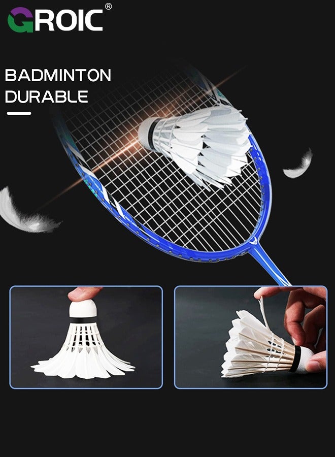 9 Pack LED Badminton Shuttlecocks, Dark Night Glow Birdies Lighting Duck Feather Stable Durable High Speed Training Badminton Balls for Night & Day Practice Sports Training Activities