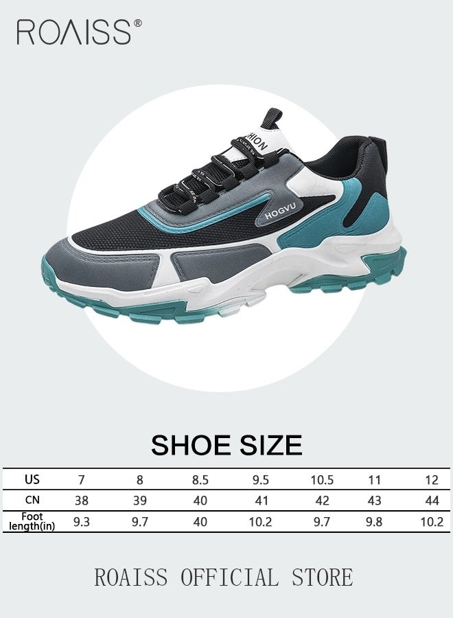 Casual Colorblock Sneakers for Men Flying Weaving Youth Running Shoes Mens Lace up Front Sports Outdoor Skate Shoes Spring and Summer Trendy Lightweight and Non Slip Travel Footwear