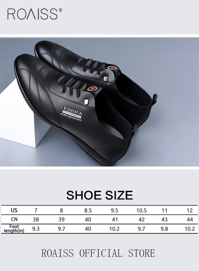 Soft Sole Leather Shoes for Men Letter Pattern Casual Round Toe Low Top Front Lace up Walking Shoes Mens Breathable Comfort Wear Resistant Anti Slip Business Outdoor Shoes