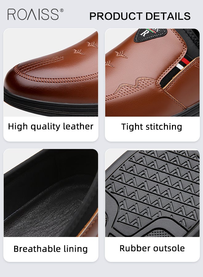 Mens Shoes Classic Business Leather Shoes Fashion Retro Casual Solid Color Set Mens Dress Formal Oxfords