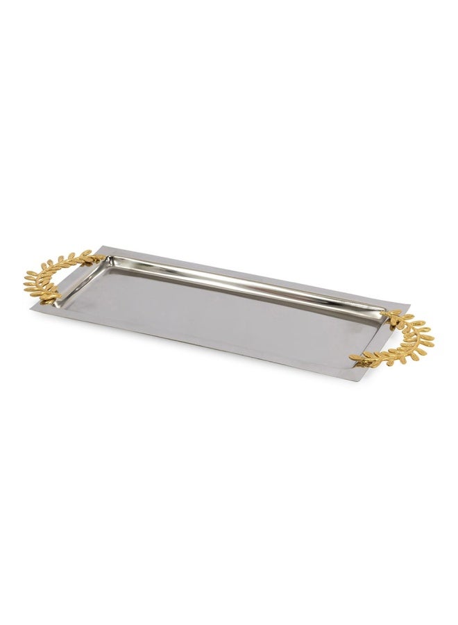 Royal Large Rectangular Tray, Silver & Gold - 42X17 Cm