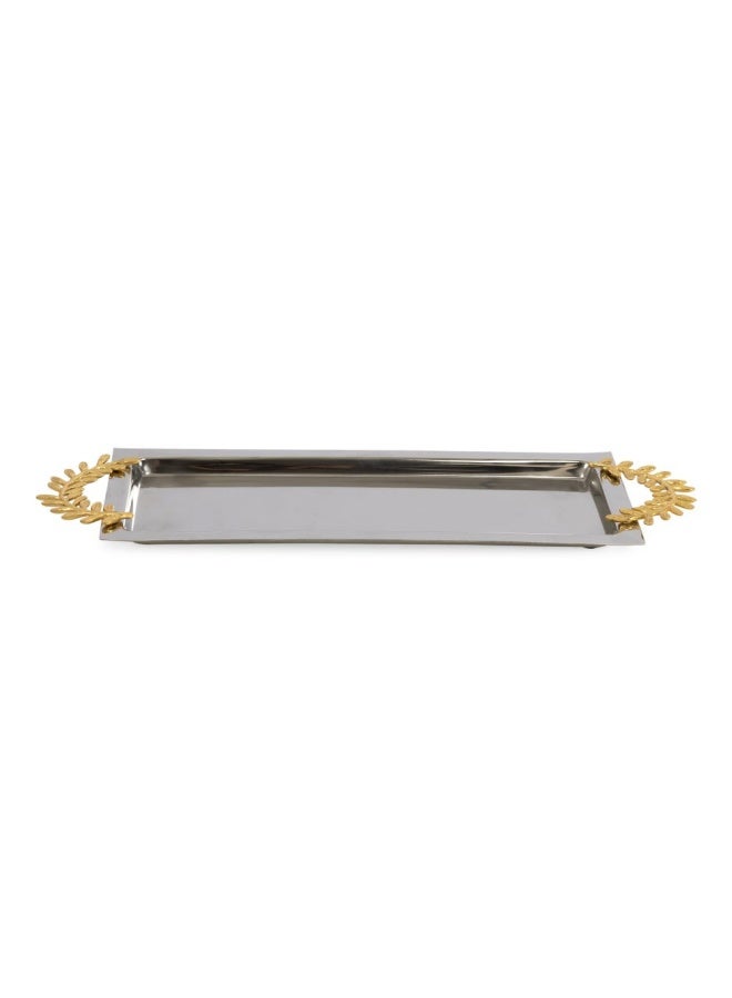 Royal Large Rectangular Tray, Silver & Gold - 42X17 Cm