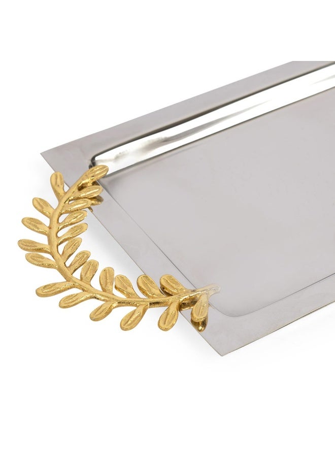 Royal Large Rectangular Tray, Silver & Gold - 42X17 Cm