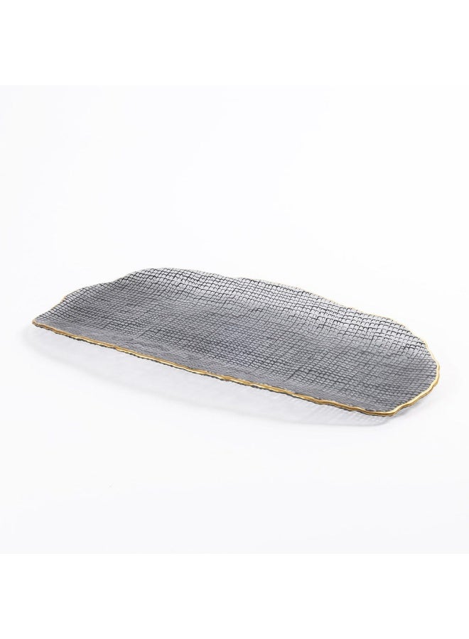 Urban Rectangular Tray, Clear & Gold - 47X22 Cm