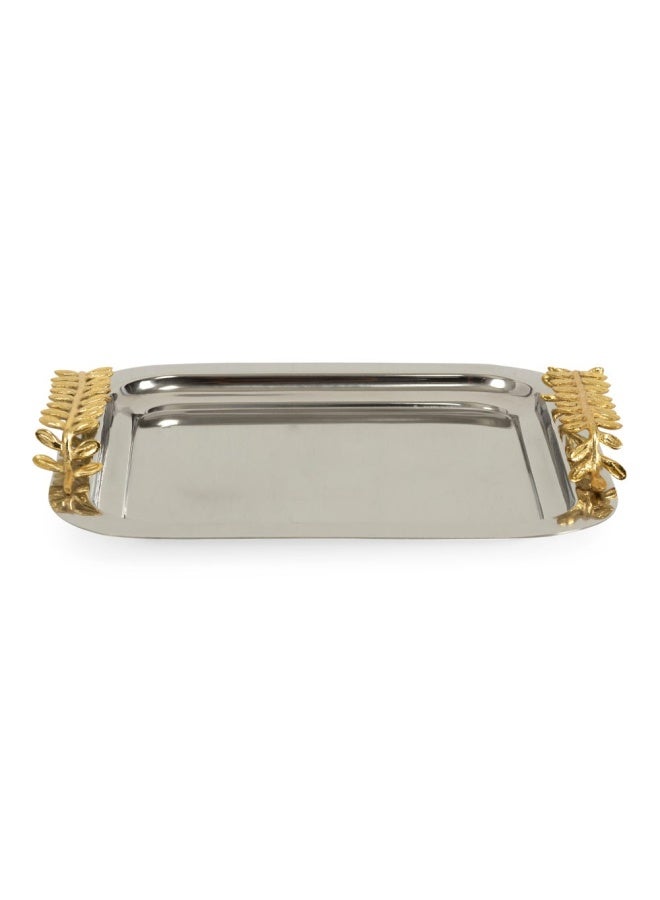 Royal Large Square Tray, Silver & Gold - 32X32 Cm