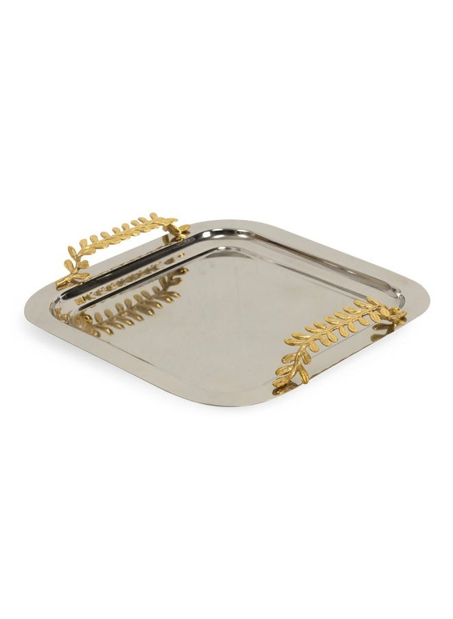 Royal Large Square Tray, Silver & Gold - 32X32 Cm