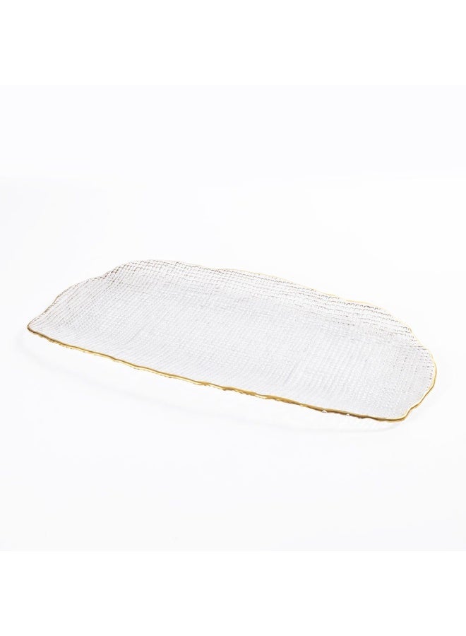Rias Rectangular Tray, Clear & Gold - 47X22 Cm