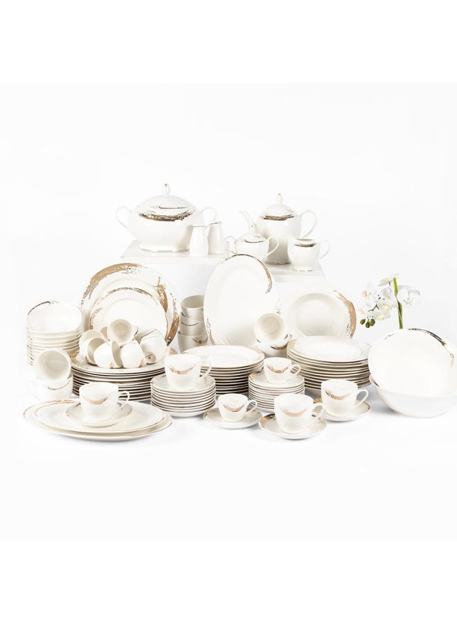 Brit 110-Piece Dinner Set, White/Gold