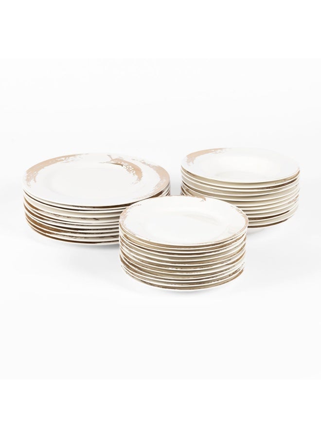 Brit 110-Piece Dinner Set, White/Gold