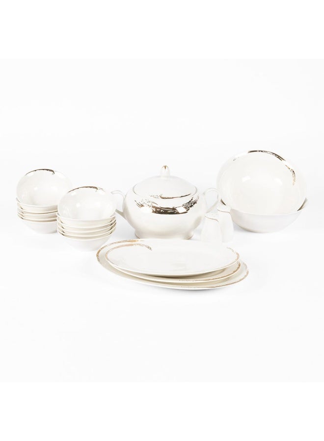 Brit 110-Piece Dinner Set, White/Gold