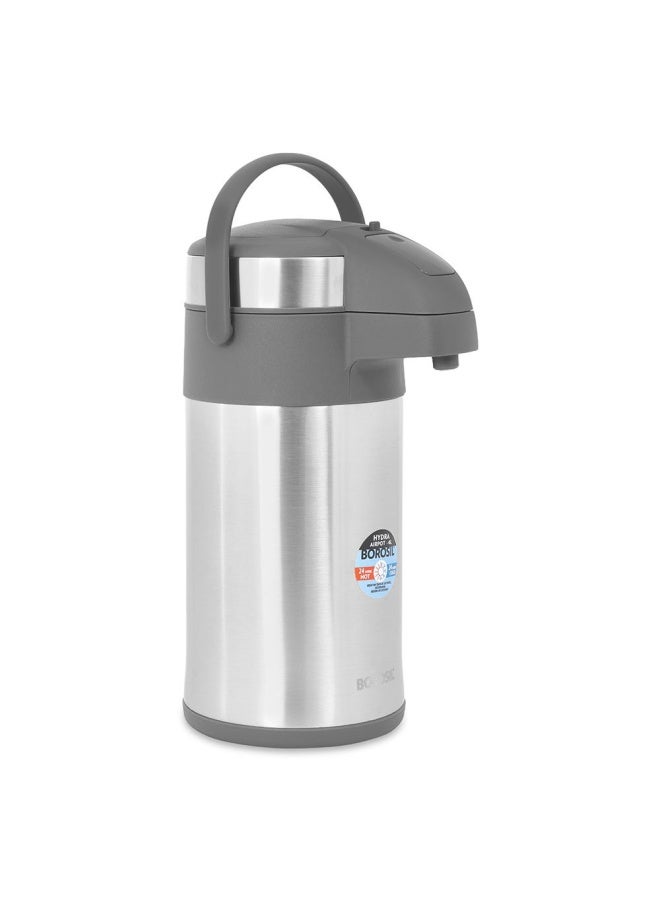 Borosil Stainless Steel Airpot, Silver & Grey - 4L