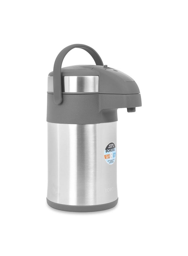 Borosil Stainless Steel Airpot, Silver & Grey - 3L