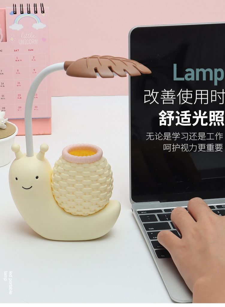 1-Piece Led Cartoon Charging Snail Pen Holder Table Lamp Can Be Used as Children’s Gifts and Rewards