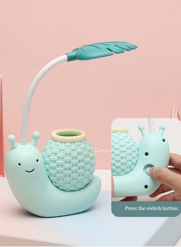 1-Piece LED Cartoon Charging Snail Pen Holder Table Lamp