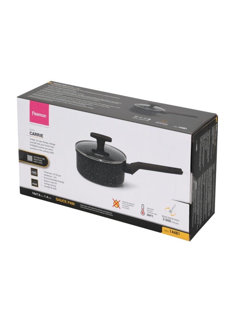 Saucepan 16x7.6cm/1.4LTR Aluminum with Induction Bottom