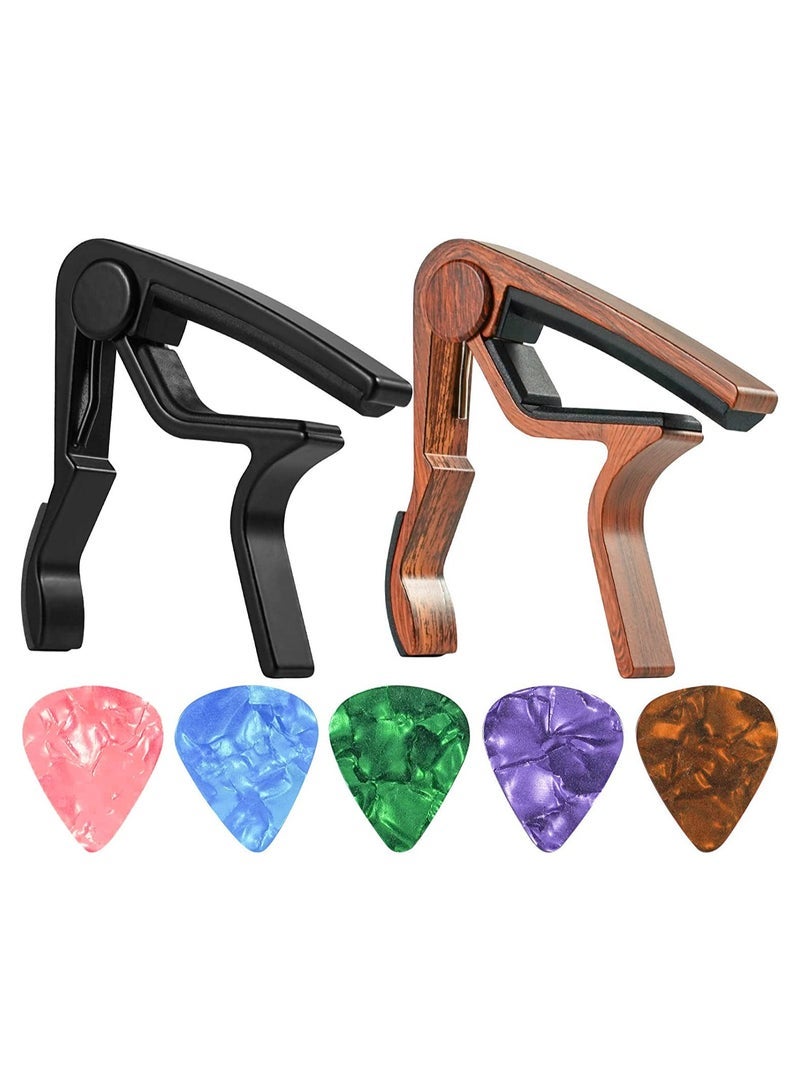 Capo, 2 pack Guitar Capo for Acoustic and Electric Guitar Accessories, Quick Change Acoustic Guitar Accessories for Acoustic, Electric Guitar, Ukulele, Bass