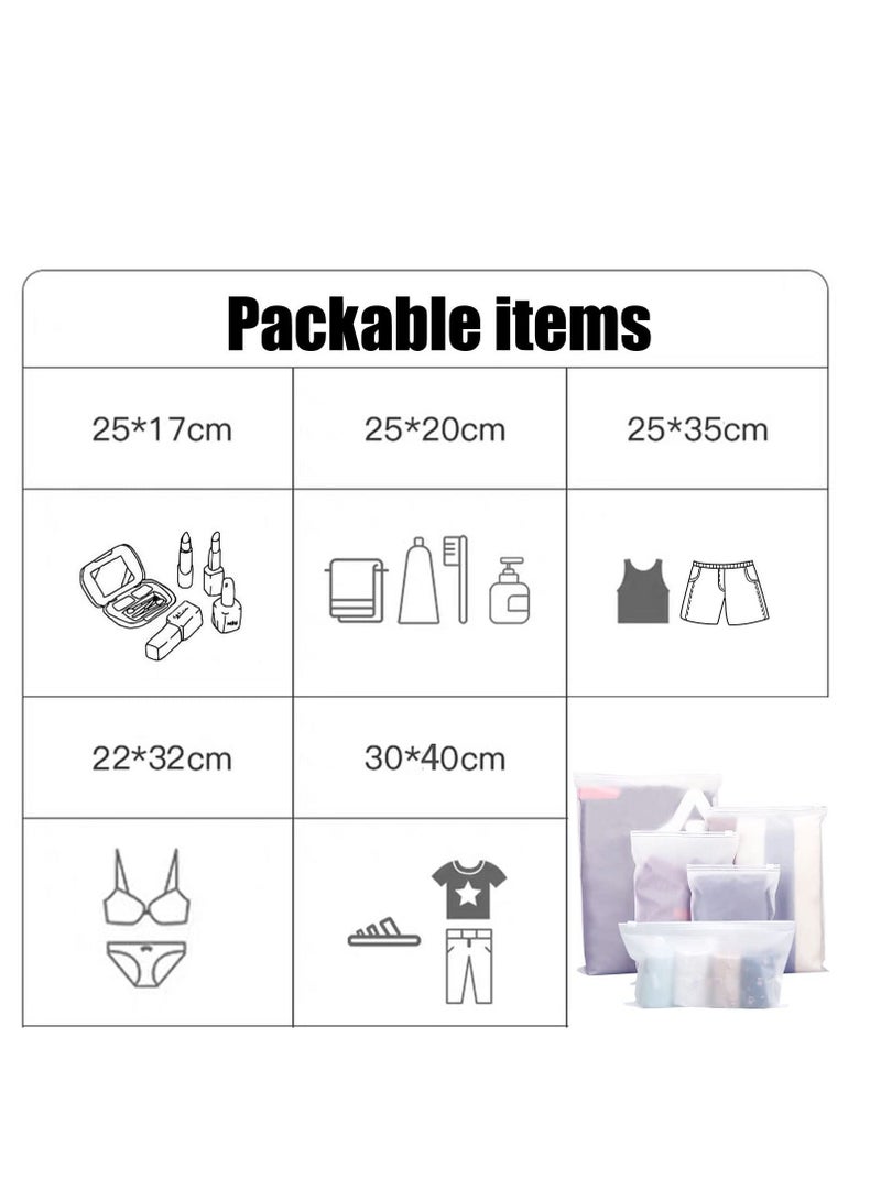 Reusable Ziplock Bags, Travel Clothes Storage Bags, Plastic Hospital Bags Maternity Essentials, Frosted Waterproof Multifunctional Storage Pouch, for Clothes, Shoes, Cosmetics(5 Size 24 Pcs)