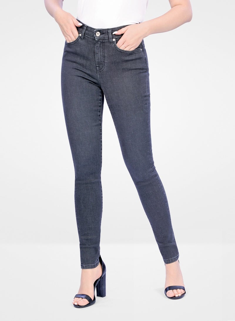 Web Denim Highwaist Skinny Stretchable Straight Denim Pant Fashionable Comfort Fit Casual Jeans With Pockets For Women