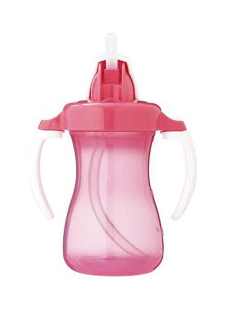 Petite Straw Bottle, 150ml - Pink/White