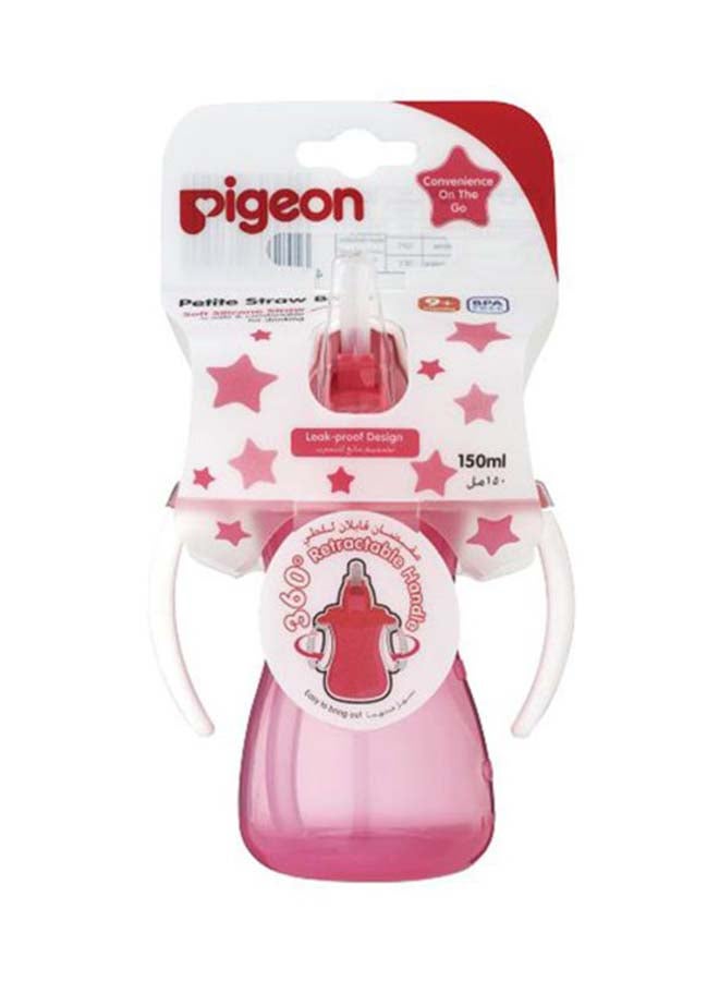 Petite Straw Bottle, 150ml - Pink/White