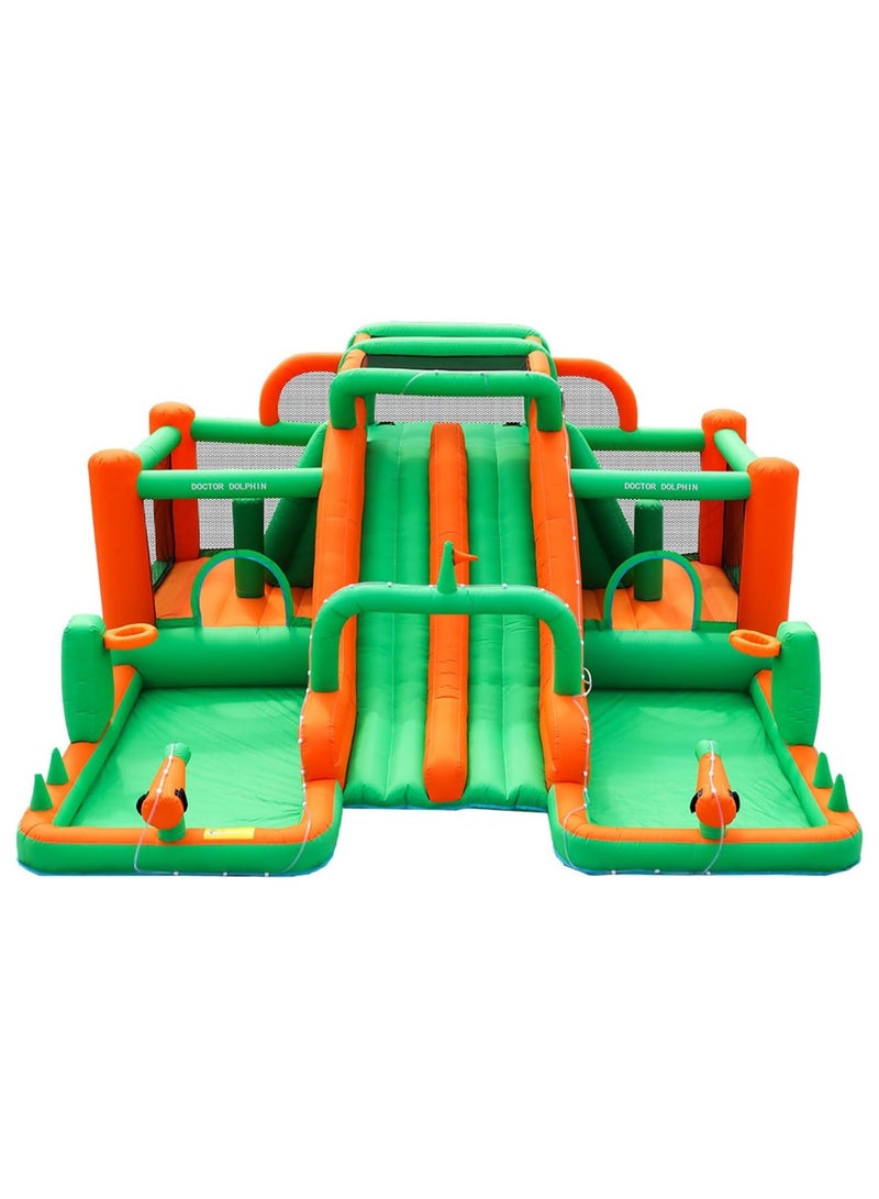 Inflatable Twin Water Slide With Tunnel for Kids Outdoor Play