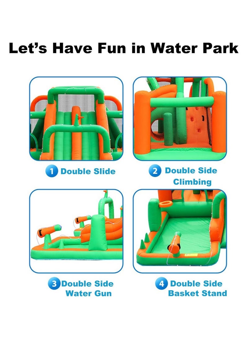 Inflatable Twin Water Slide With Tunnel for Kids Outdoor Play