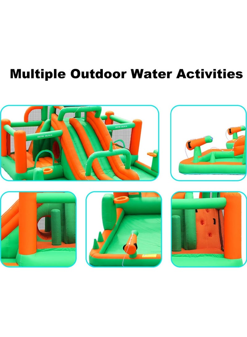 Inflatable Twin Water Slide With Tunnel for Kids Outdoor Play