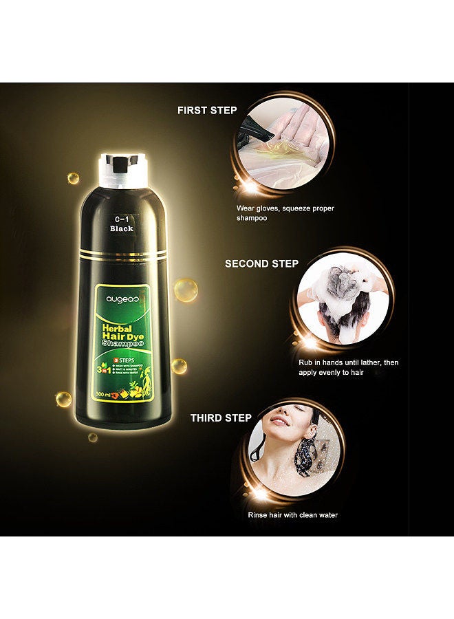 Augeas 500ml Foam Herbal Hair Dye Shampoo Mild Non-irritating Natural Long-lasting No Black Scalp Hair Care