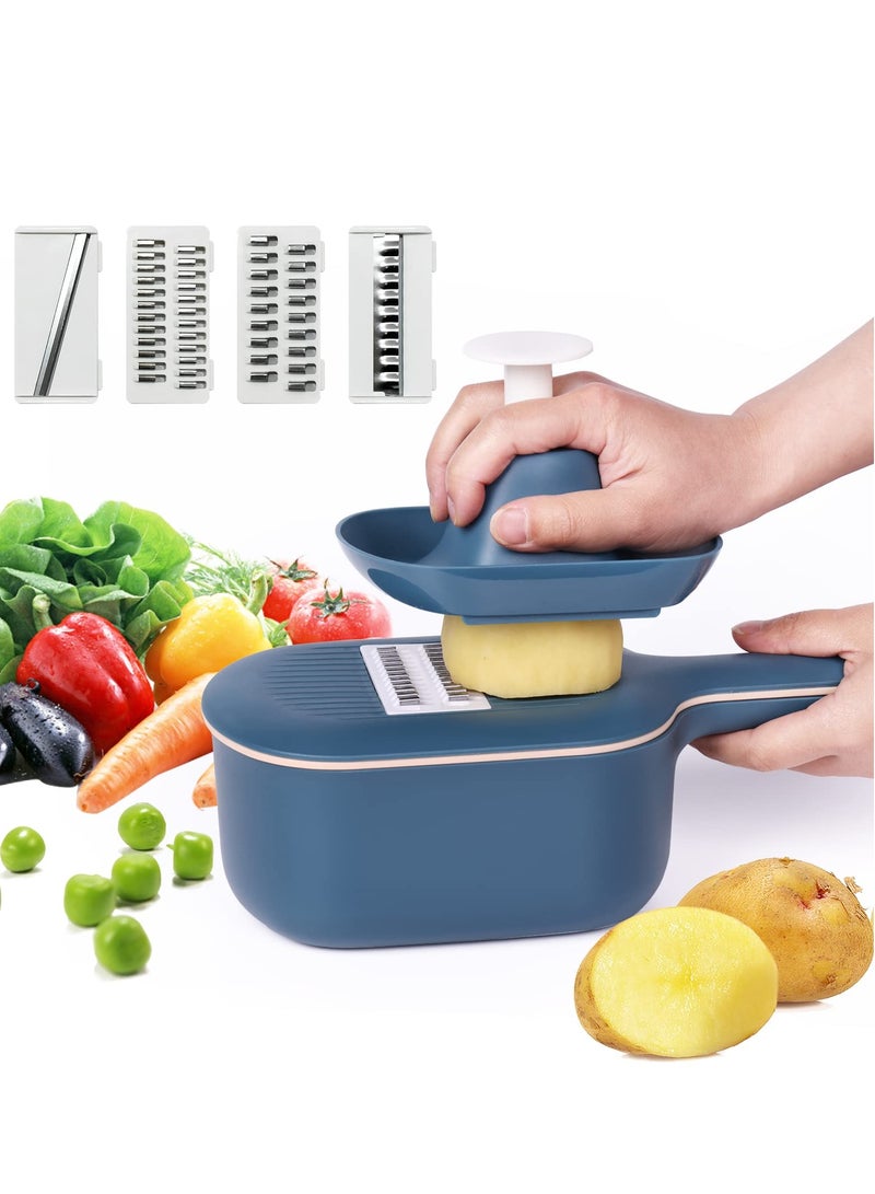 Multifunction Slicer Veggie Dicers Food Choppers Cutter with 4 Replaceable Blades and Container Steeless Vegetable Slicer for Carrot Potato Vegetables