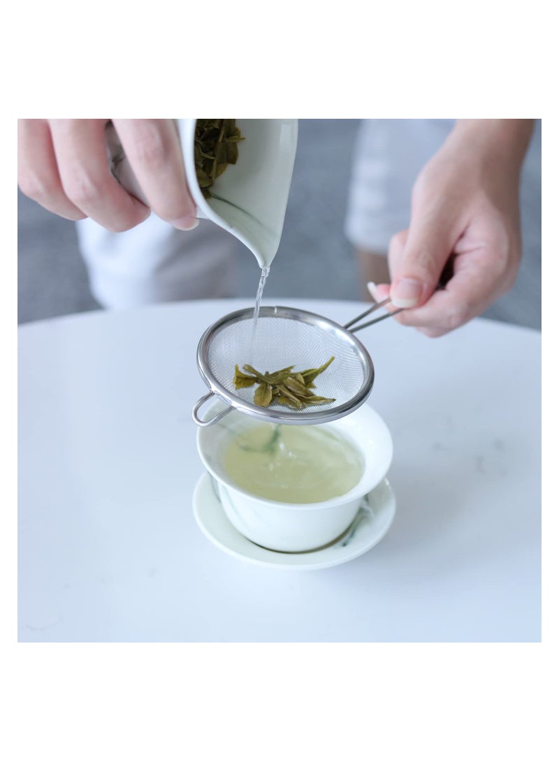 304 Stainless Steel Fine Mesh Strainers,  Fine Mesh Strainer with Handle, Ideal for Kitchen Food, Cooking, Tea Coffee, Juice Vegetable Egg Strainer Premium Stainless Steel, Lightweight(2 PCS)