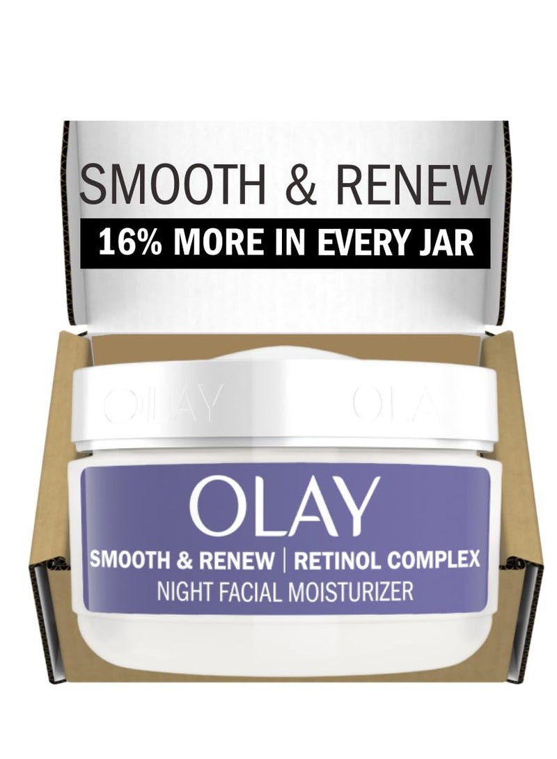 Olay Smooth & Renew Retinol Face Moisturizer, 2 oz Fragrance Free Night Cream for Fine Lines and Wrinkles with Retinoid Complex, Recyclable Eco Jar Packaging, Value Size