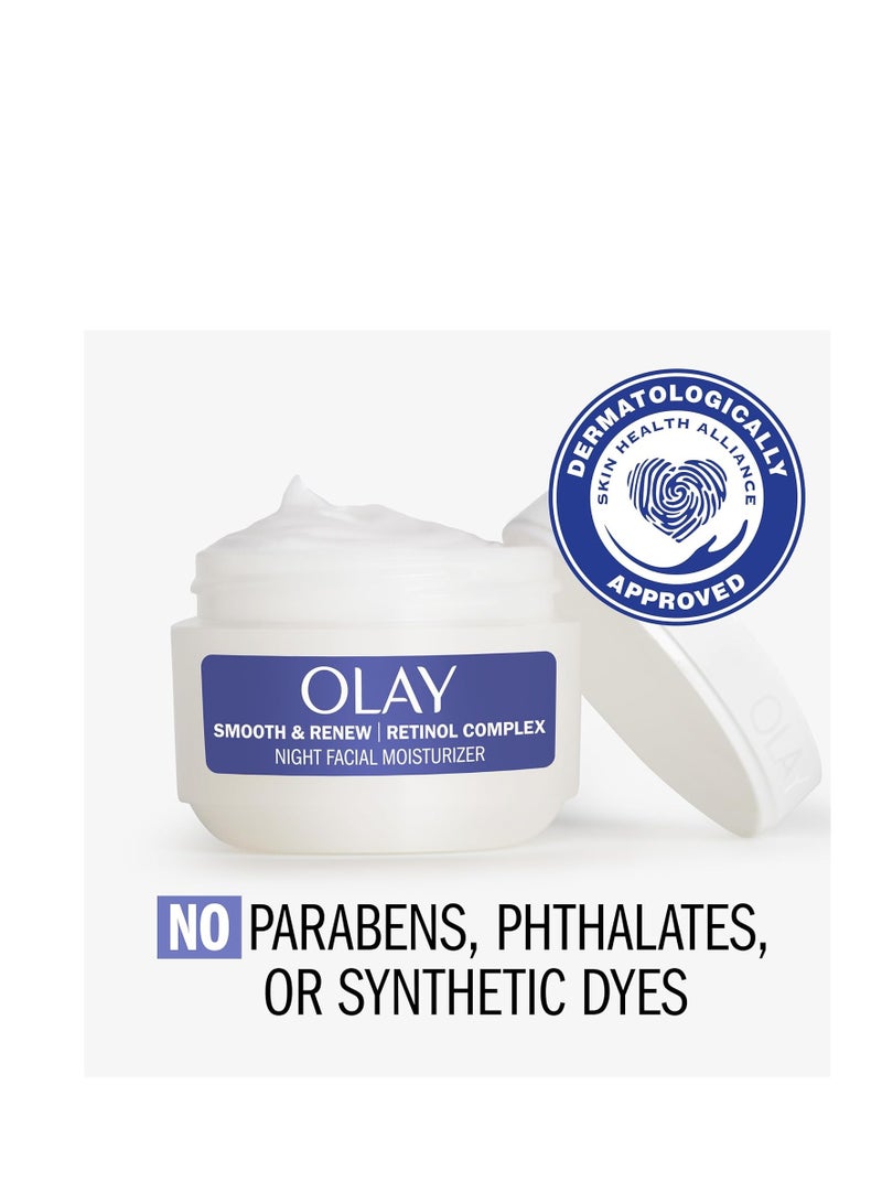 Olay Smooth & Renew Retinol Face Moisturizer, 2 oz Fragrance Free Night Cream for Fine Lines and Wrinkles with Retinoid Complex, Recyclable Eco Jar Packaging, Value Size