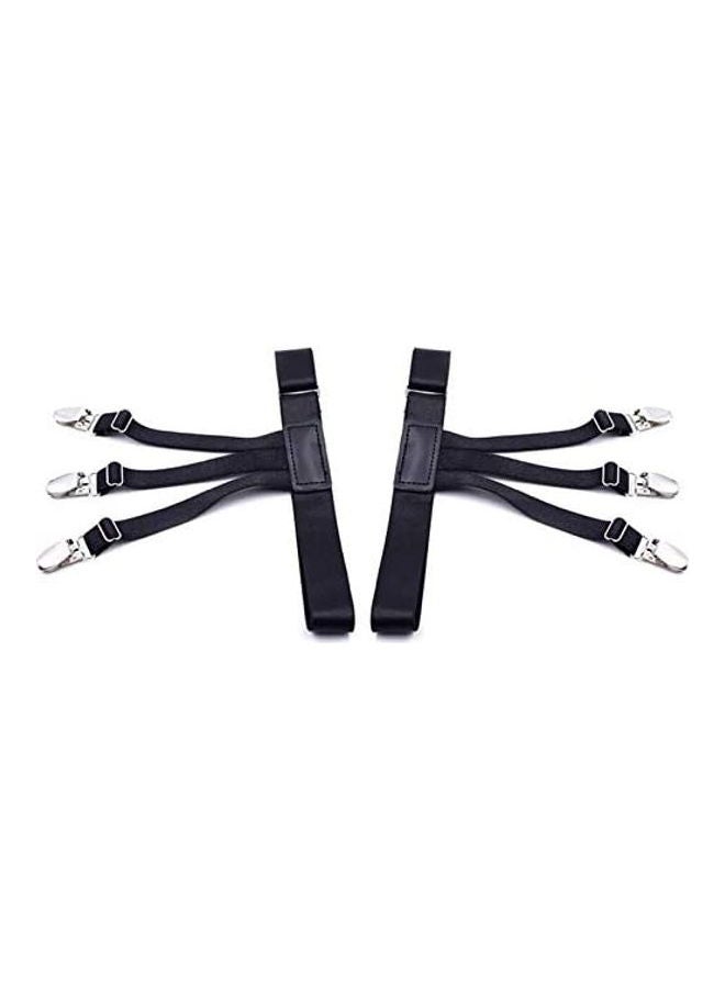 Adjustable Elastic Shirt Holder Garter Black