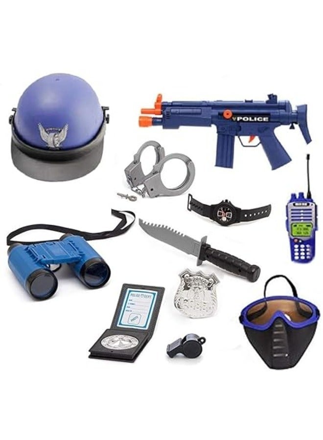 Toy Gun Complete Role Play Set with Gun Watch Mask Helmet Binoculars Tags and Accessories Kids Combat Play Set