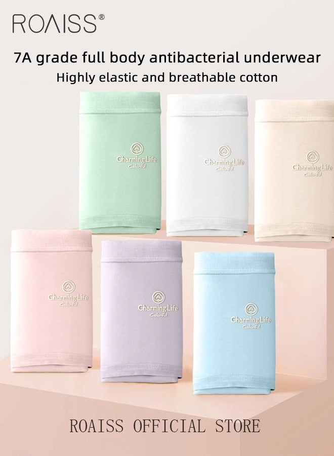 3 Pcs Seamless Underwear Sets for Women Mid-Waist Comfortable Breathable Body Fitting Briefs for Girls 7A Grade Antibacterial Solid Color Pure Cotton Underwear