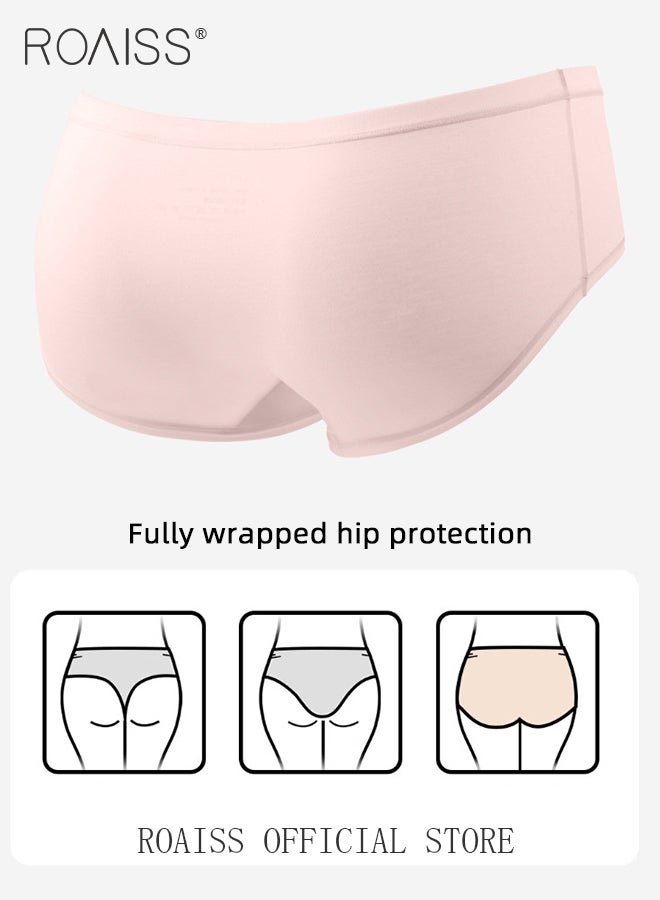 3 Pcs Seamless Underwear Sets for Women Mid-Waist Comfortable Breathable Body Fitting Briefs for Girls 7A Grade Antibacterial Solid Color Pure Cotton Underwear