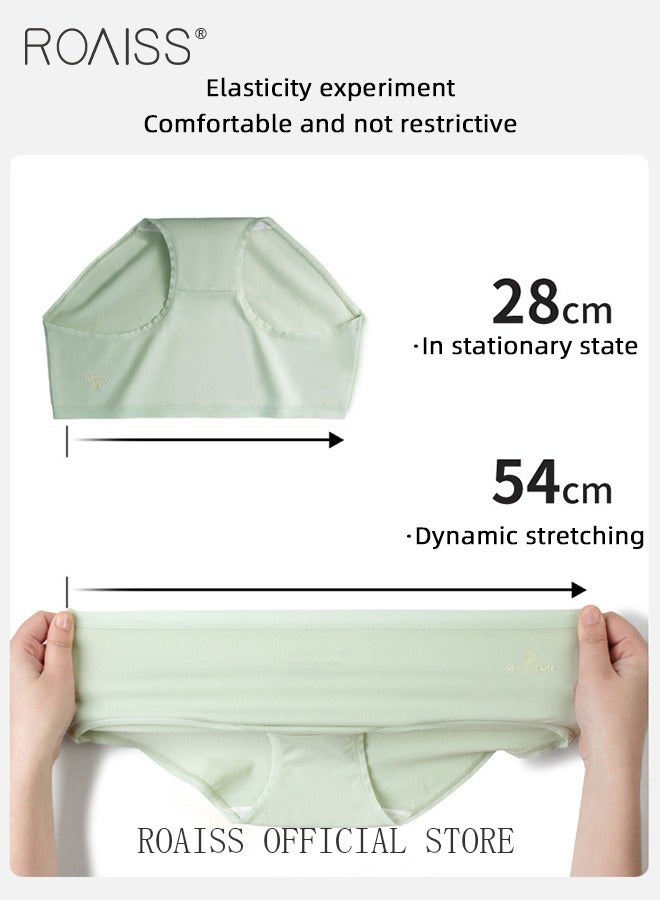 3 Pcs Seamless Underwear Sets for Women Mid-Waist Comfortable Breathable Body Fitting Briefs for Girls 7A Grade Antibacterial Solid Color Pure Cotton Underwear