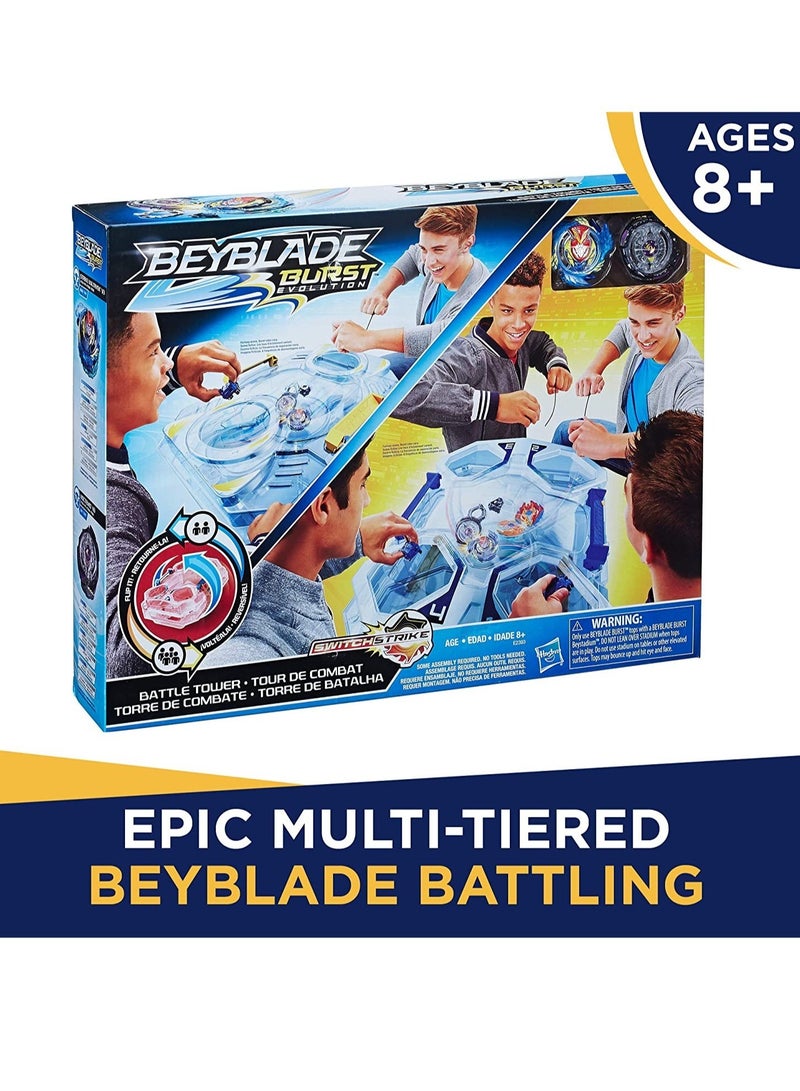 Hasbro Beyblade Burst Evolution Switchstrike Battle Tower Beystadium, Battling Tops, & Launchers, Age 8+, Multicolour, Includes  2 Beyblades + 2 Luancher