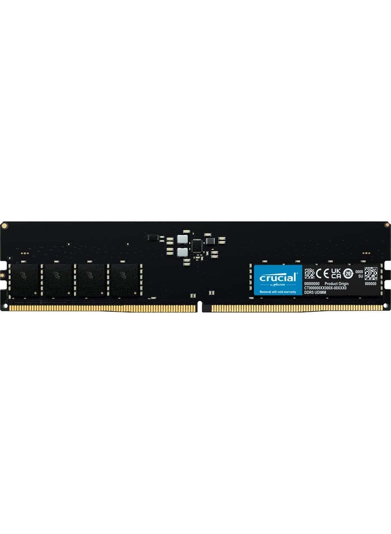 16GB DDR5-4800 UDIMM Desktop Memory, CL40 Cas Latency, 40-39-39 Extended Timings, 1.1 Voltage, 288 Pin, Unbuffered Non ECC | CT16G48C40U5