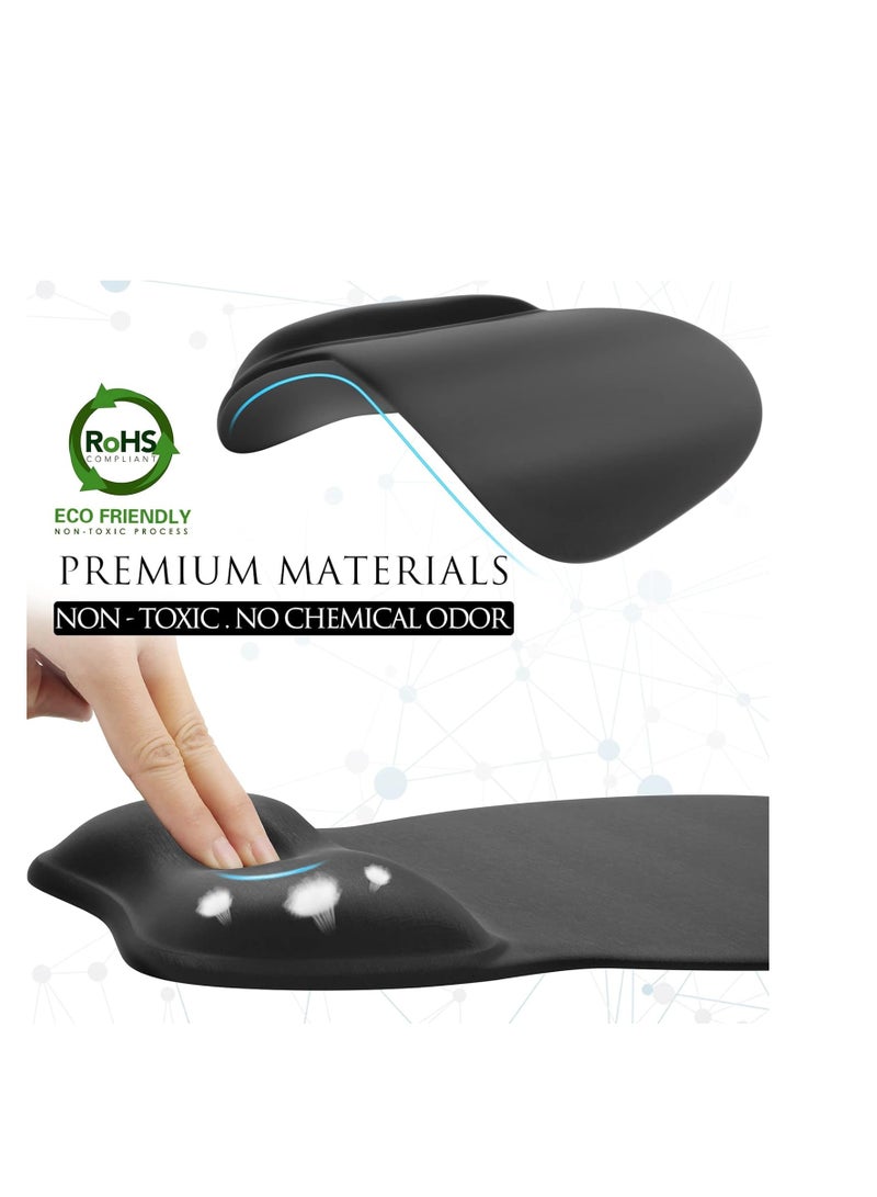 MROCO Ergonomic Mouse Pad with Gel Wrist Support, Comfortable Mousepad with Smooth Wrist Rest Surface and Non-Slip PU Base for Pain Relief, Computer, Laptop, Office & Home, 9.4 x 8.1 in, Black