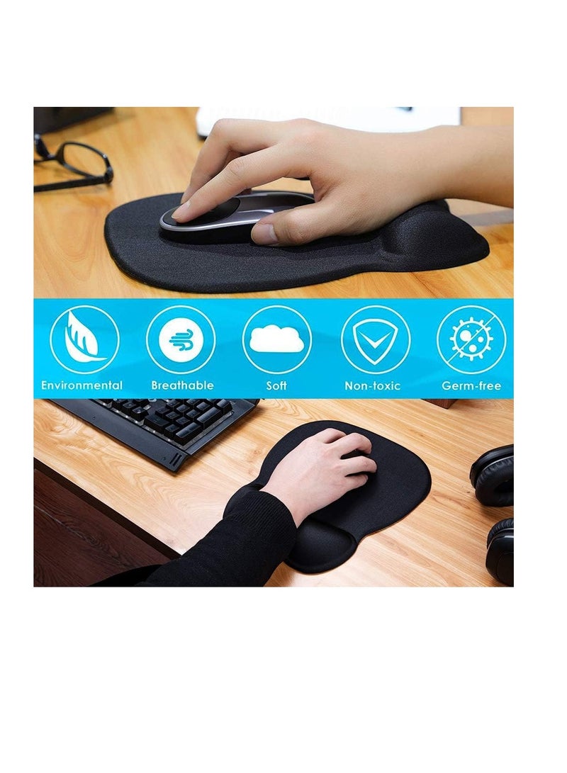 MROCO Ergonomic Mouse Pad with Gel Wrist Support, Comfortable Mousepad with Smooth Wrist Rest Surface and Non-Slip PU Base for Pain Relief, Computer, Laptop, Office & Home, 9.4 x 8.1 in, Black