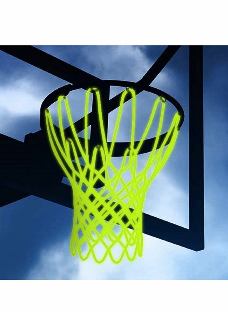 Outdoor Glow in The Dark Basketball Heavy Duty Basketball Net Replacement All Weather Anti Whip 12 Loops Standard Size Night Basketball Sports Gift for Pool Sports School