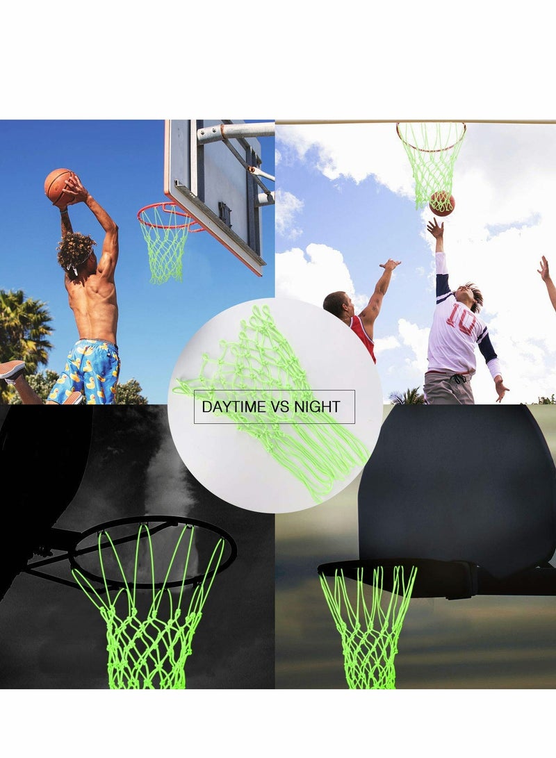 Outdoor Glow in The Dark Basketball Heavy Duty Basketball Net Replacement All Weather Anti Whip 12 Loops Standard Size Night Basketball Sports Gift for Pool Sports School