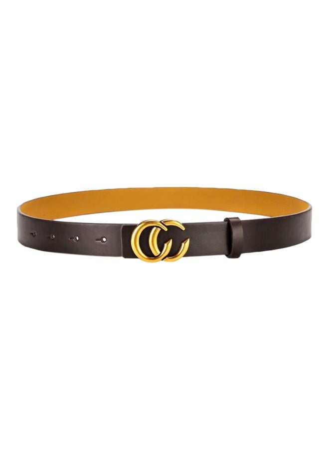 PU Leather Belt With Double C Buckle Brown/Gold