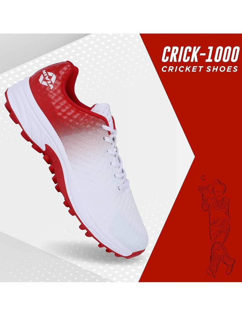 Crick 1000 Cricket Shoes for Men with Rubber Outsole, Size-6UK,|Moulded compressed PU Insole laminated with Cloth