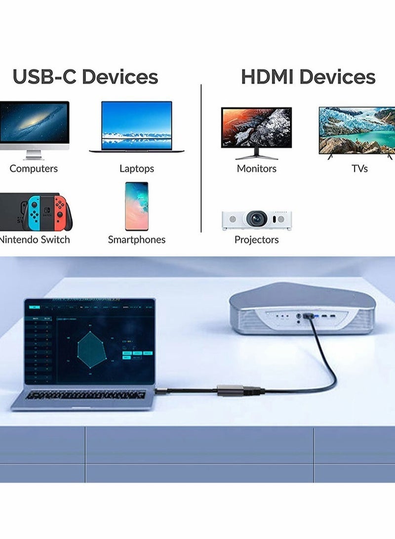Type C to HDMI Adapter Type-C to HDMI Converter 60Hz 4K Resolution Compatible with MacBook Pro 2019/2018/2017, MacBook Air, Galaxy, XPS15, Surface Book and More