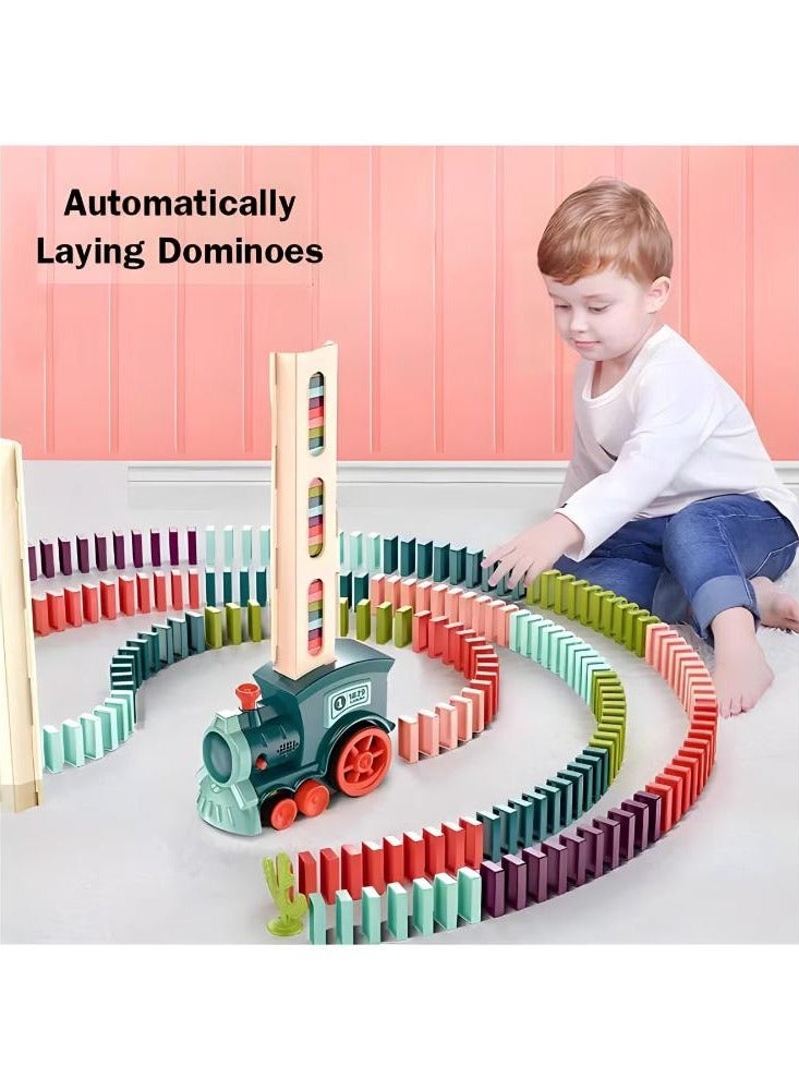 Noaideoi Domino Train Toy Set for Kids | 60 Pcs Automatic Dominoes Blocks Building and Stacking Toys Creative Kids Games Early Education