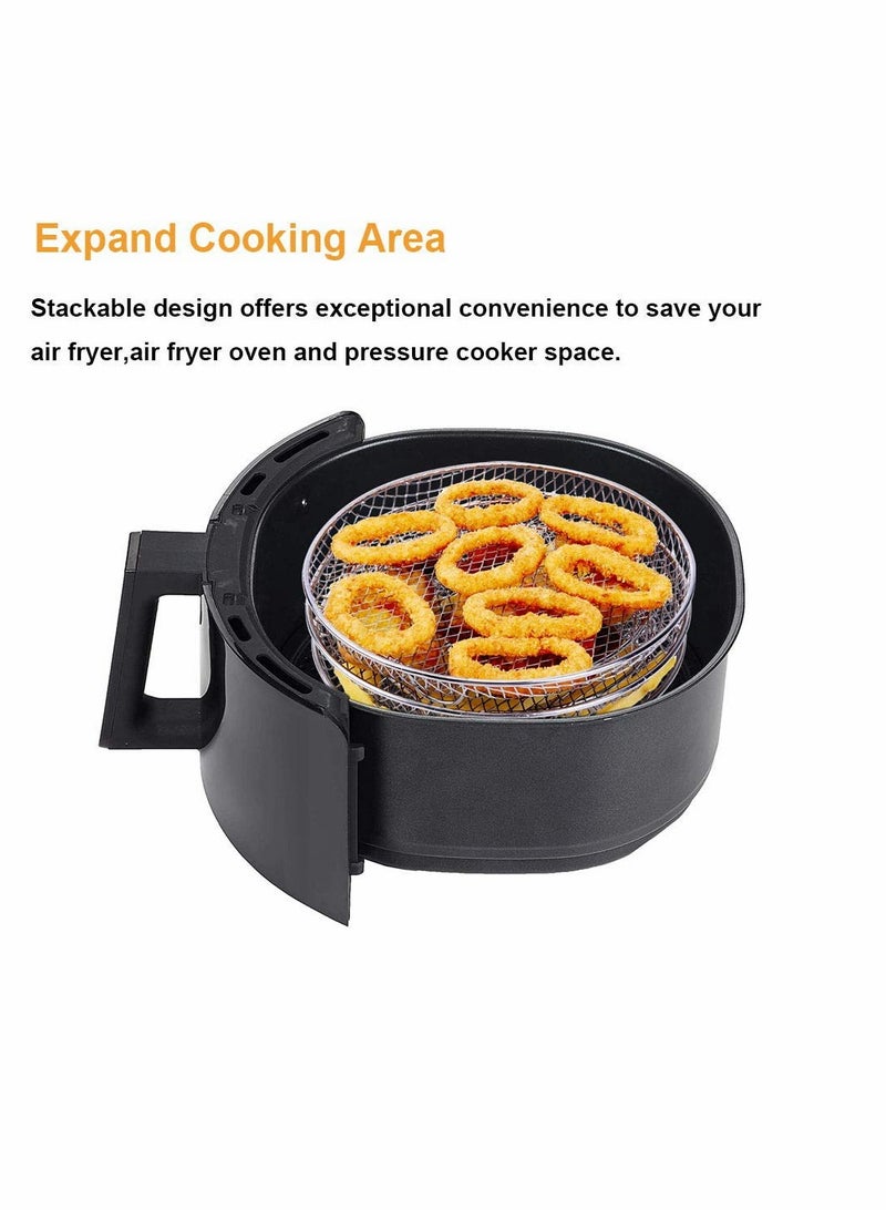 Air Fryer Three Stackable Dehydrator Racks, KASTWAVE Stainless Steel Air Fryer Rack Fit all 4.2QT - 5.8QT Air fryer, Oven, Press Cooker, Air Flow Racks