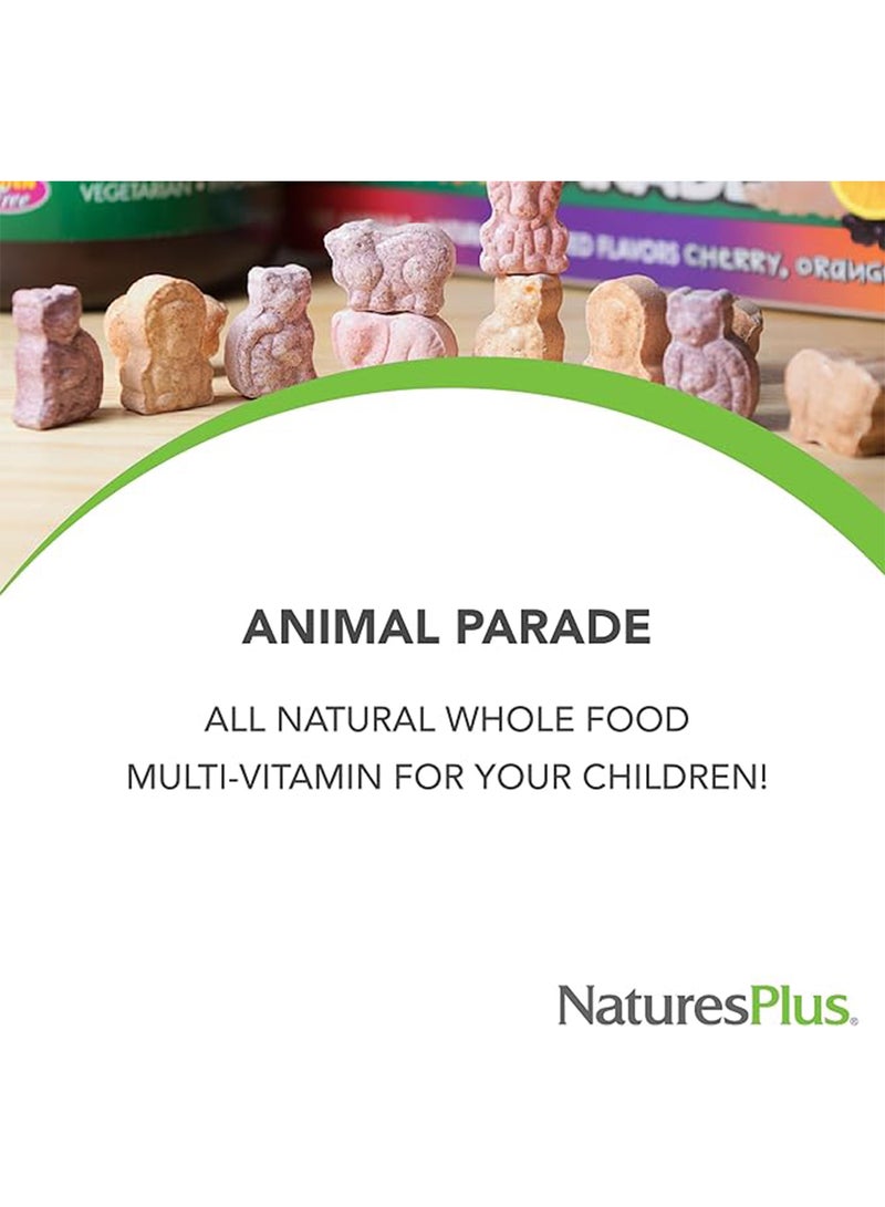 Multivitamin Animal Parade Children'S Chewable Supplement Gold Cherry Flavor Infused With Vitamin D3, K2 And Prebiotics Sugar Free 60 Animal Shaped Tablets