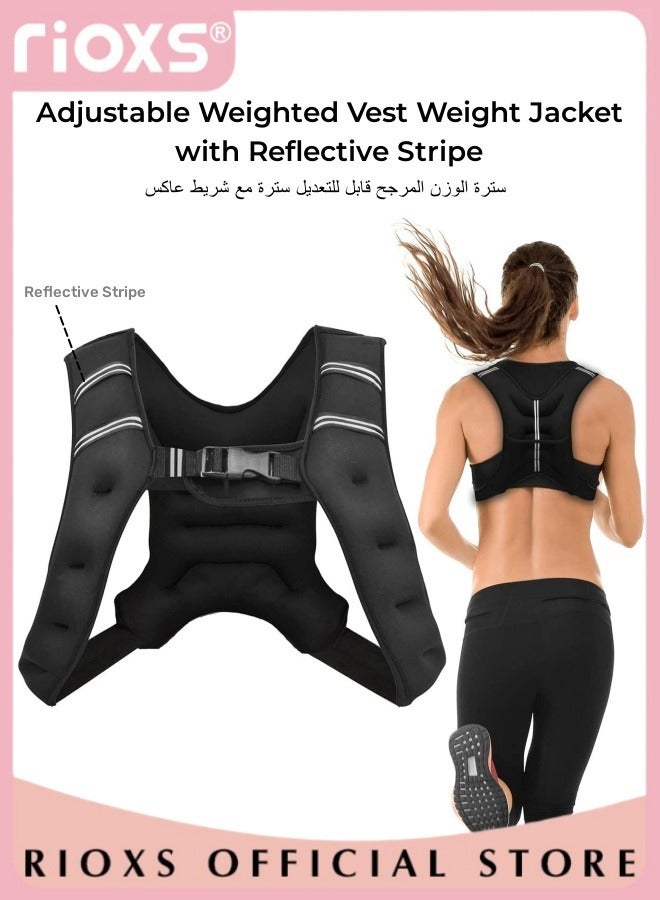 Adjustable Weighted Vest Weight Jacket for Men and Women with Reflective Stripe for Running Strength Training Workout Jogging Walking Home Gym Fitness